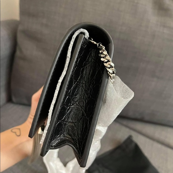 YSL Black Croc Kate Tassel Chain Wallet Bag - Picture 5 of 6